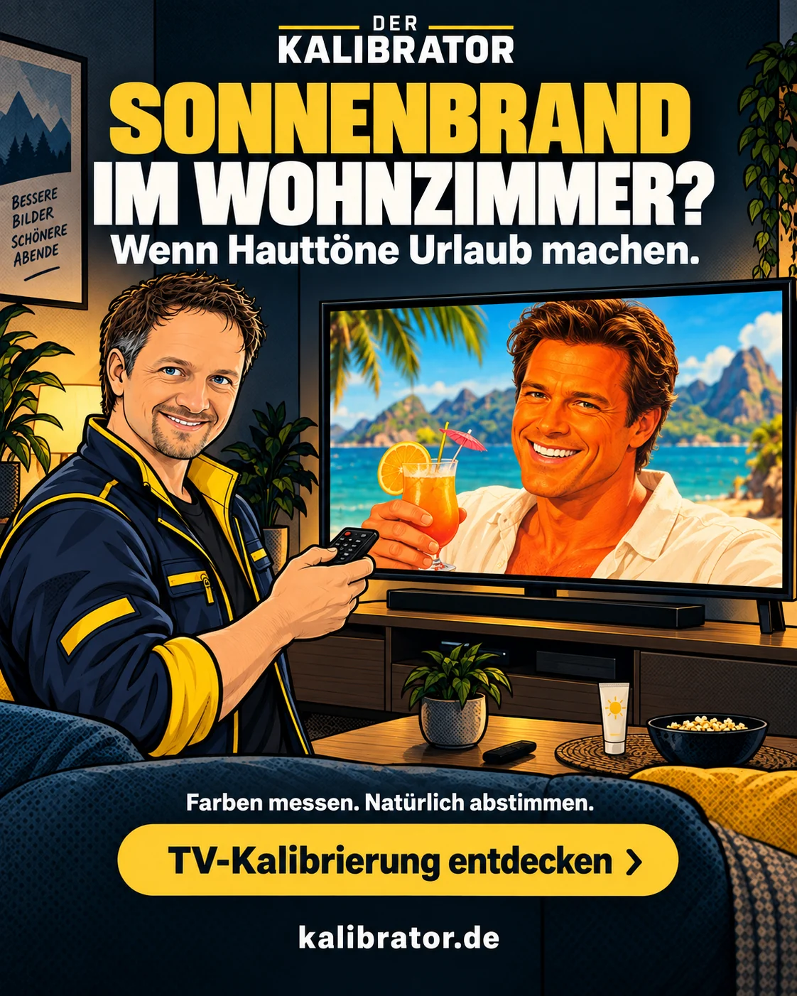 Comic-Motiv: Sonnenbrand im Wohnzimmer?